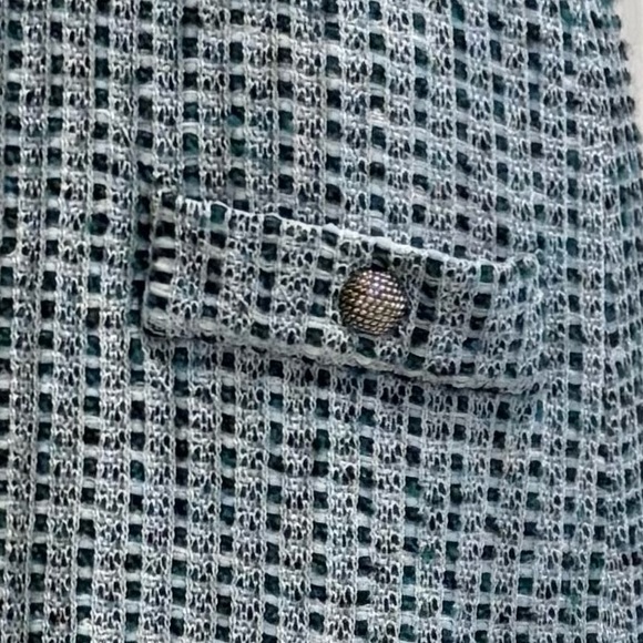 St. John Blue and White Patterned Midi Dress - Picture 8 of 15